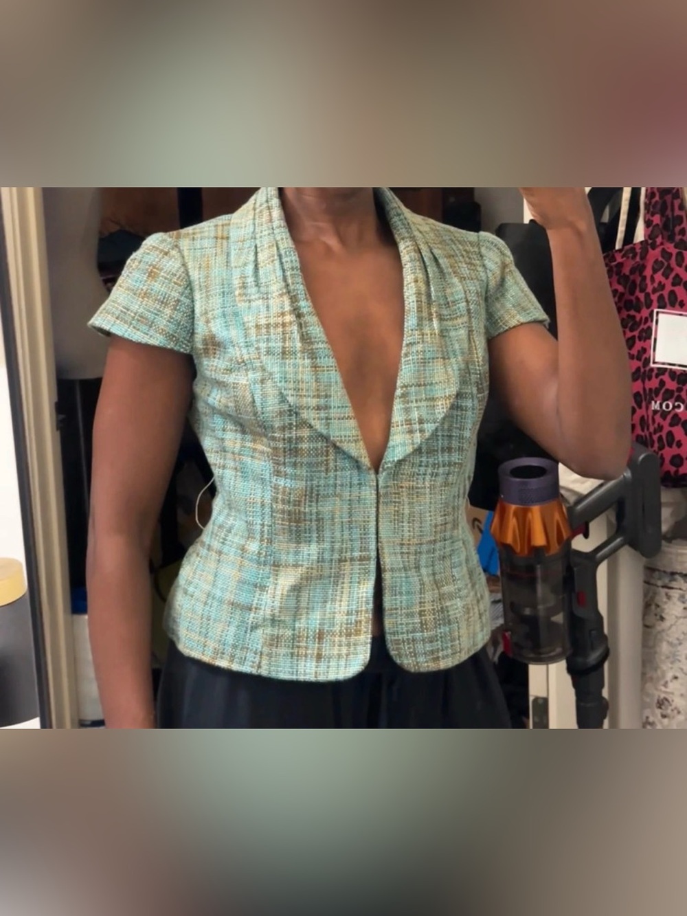 VTG The limited Tweed Skirt Suit Set Plaid Blazer Pencil Skirt Matching Set M